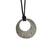 Necklace with cuttlefish bone cast crescent moon pendant