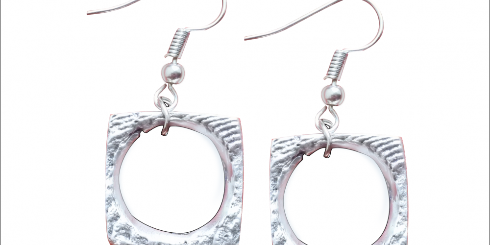 Cuttlefish bone cast square earrings